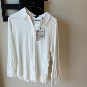 Theory Ivory Button-Up Shirt
